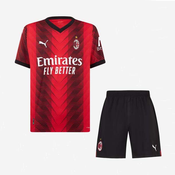 Camiseta AC Milan Replica Primera Ropa Niño 2023/24